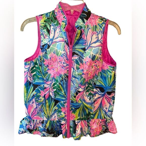 Lilly Pulitzer NWT Sz XL Girls Palm Beach Prosecco Pink Melanie Zipper Vest - Picture 1 of 8